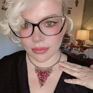 Vintage Chainmail Choker Necklace with Waterfall Fringe Pink Beading